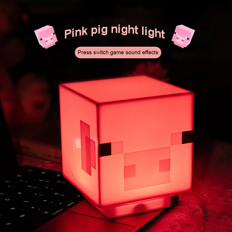 Minecraft világító disznófej, hangot kiadó